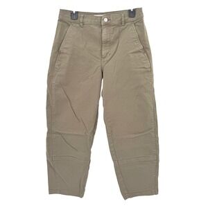 Everlane Organic Cotton Utility Barrel Pant Fatigue Green High Rise Size 10